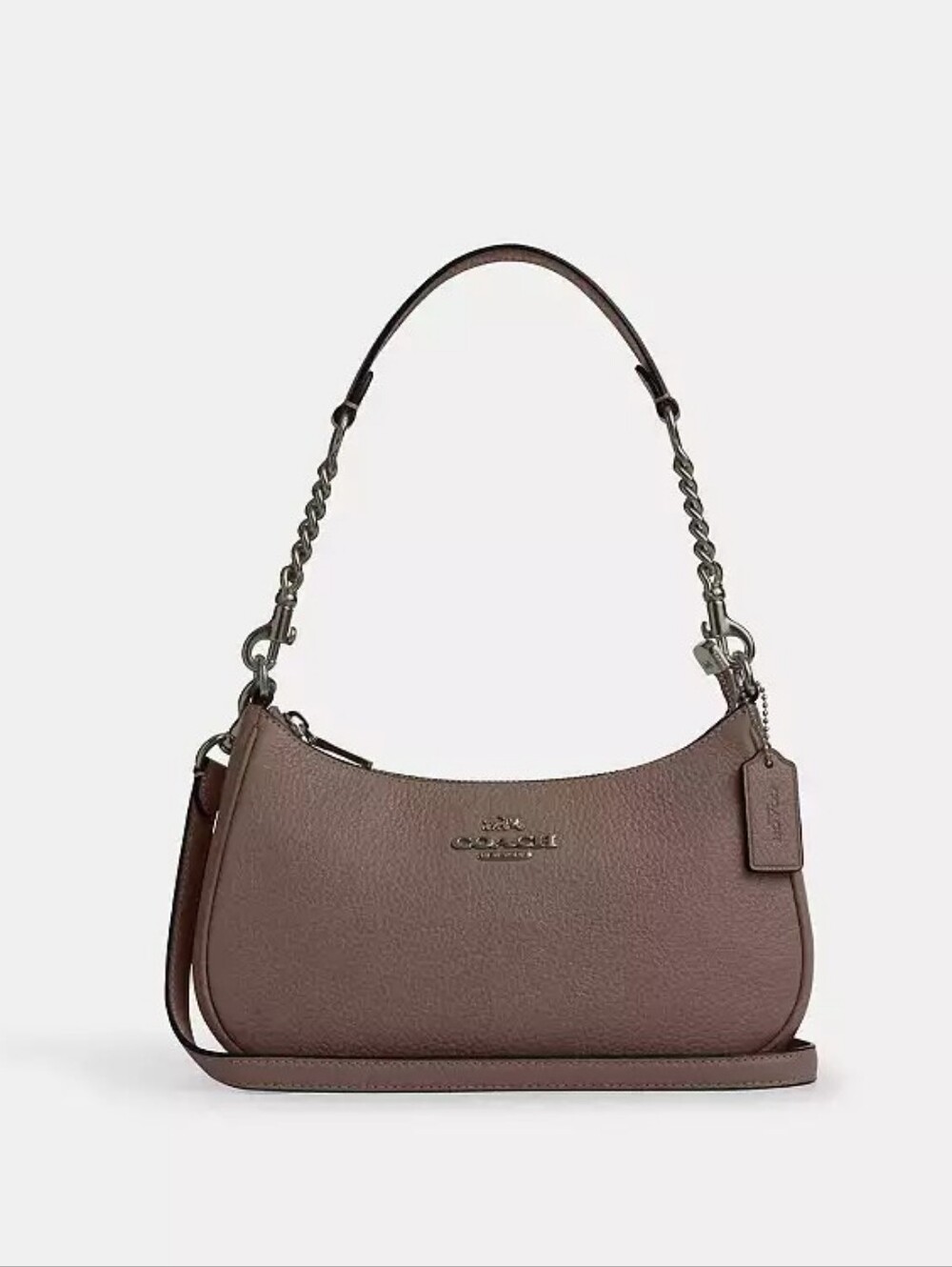 Coach Teri Shoulder Bag Handbag Pebbled Leather Gunmetal/Dark Stone NWT